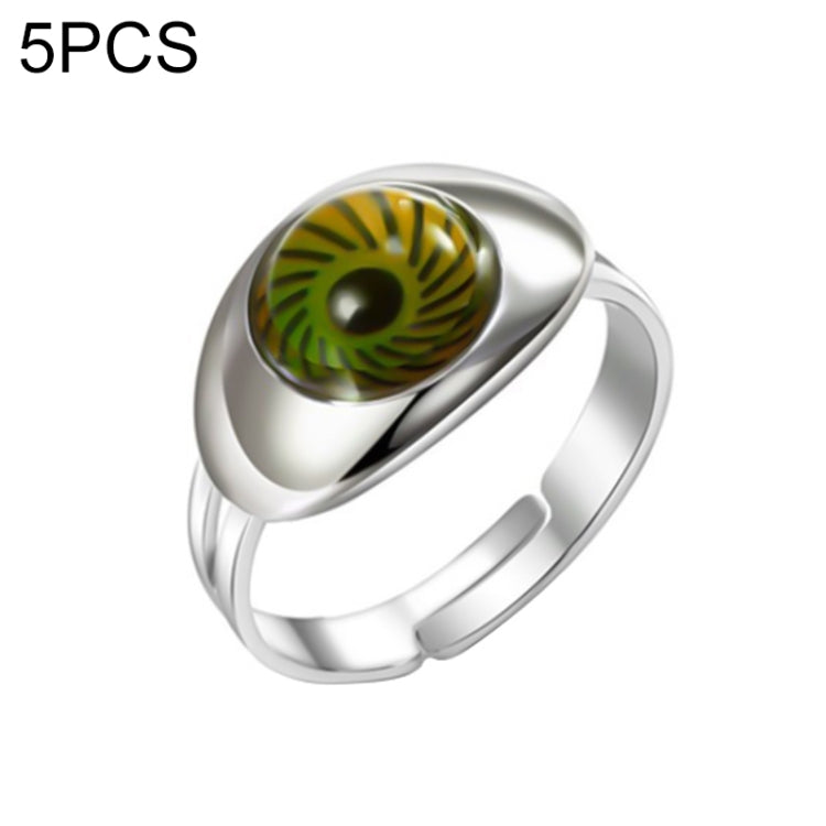 5 PCS Temperature Sensitive Discoloration Adjustable Open Ring, Heart Gem, Straw Hat Sun Shield, Big Starfish, Big Heart Gem, Dolphin Holding Ball, Guitar, Plum Blossom Gem, Clover, Four-leaf Clover, Four-leaf Flower Gems, Sun Gem, Little Dinosaur, Faw...