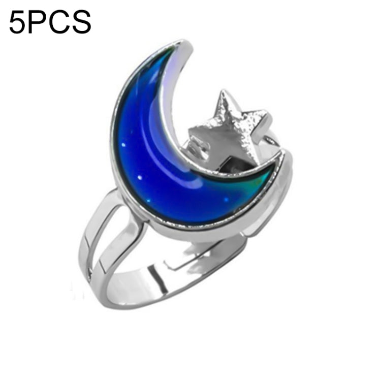 5 PCS Temperature Sensitive Discoloration Adjustable Open Ring, Heart Gem, Straw Hat Sun Shield, Big Starfish, Big Heart Gem, Dolphin Holding Ball, Guitar, Plum Blossom Gem, Clover, Four-leaf Clover, Four-leaf Flower Gems, Sun Gem, Little Dinosaur, Faw...