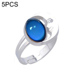 5 PCS Temperature Sensitive Discoloration Adjustable Open Ring, Heart Gem, Straw Hat Sun Shield, Big Starfish, Big Heart Gem, Dolphin Holding Ball, Guitar, Plum Blossom Gem, Clover, Four-leaf Clover, Four-leaf Flower Gems, Sun Gem, Little Dinosaur, Faw...
