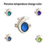 5 PCS Temperature Sensitive Discoloration Adjustable Open Ring, Heart Gem, Straw Hat Sun Shield, Big Starfish, Big Heart Gem, Dolphin Holding Ball, Guitar, Plum Blossom Gem, Clover, Four-leaf Clover, Four-leaf Flower Gems, Sun Gem, Little Dinosaur, Faw...