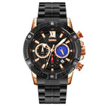 SKMEI 9235 Men Moonphase Stopwatch Stainless Steel Strap Quartz Watch