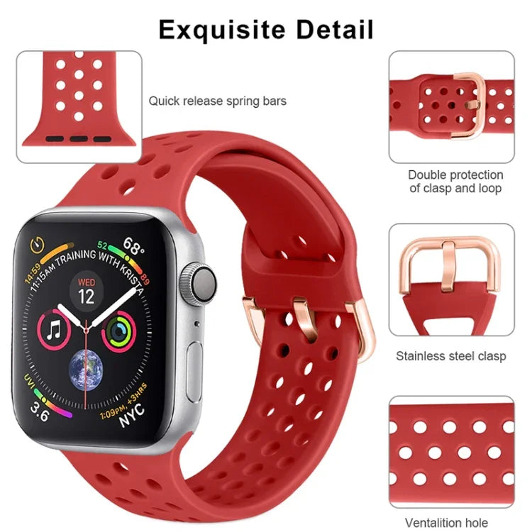 Silicone Replacement Watchband For Apple Watch Series, 7 41mm / 6 & SE & 5 & 4 40mm / 3 & 2 & 1 38mm