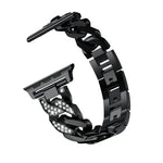 Single Row Denim Diamond Alloy Watchband, For Apple Watch Series 8&7 41mm / SE 2&6&SE&5&4 40mm / 3&2&1 38mm, For Apple Watch Series 8&7 45mm / SE 2&6&SE&5&4 44mm / 3&2&1 42mm