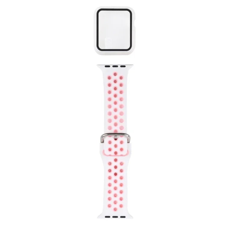 Silicone Replacement Strap Watchband + Protective Case with Screen Protector Set For Apple Watch Series, 3 & 2 & 1 42mm, For Apple Watch Series 6 / 5 / 4 / Watch SE 44mm