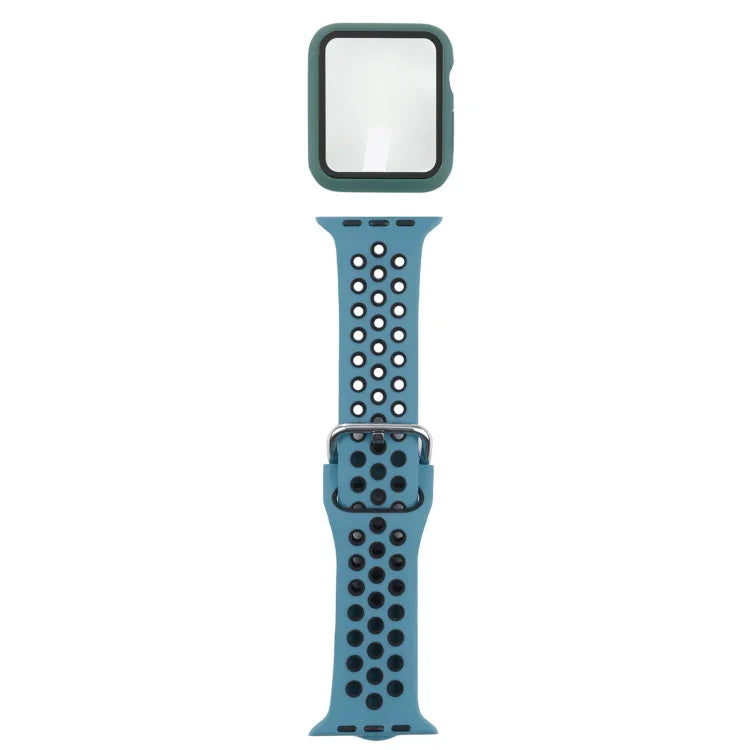 Silicone Replacement Strap Watchband + Protective Case with Screen Protector Set For Apple Watch Series, 3 & 2 & 1 42mm, For Apple Watch Series 6 / 5 / 4 / Watch SE 44mm