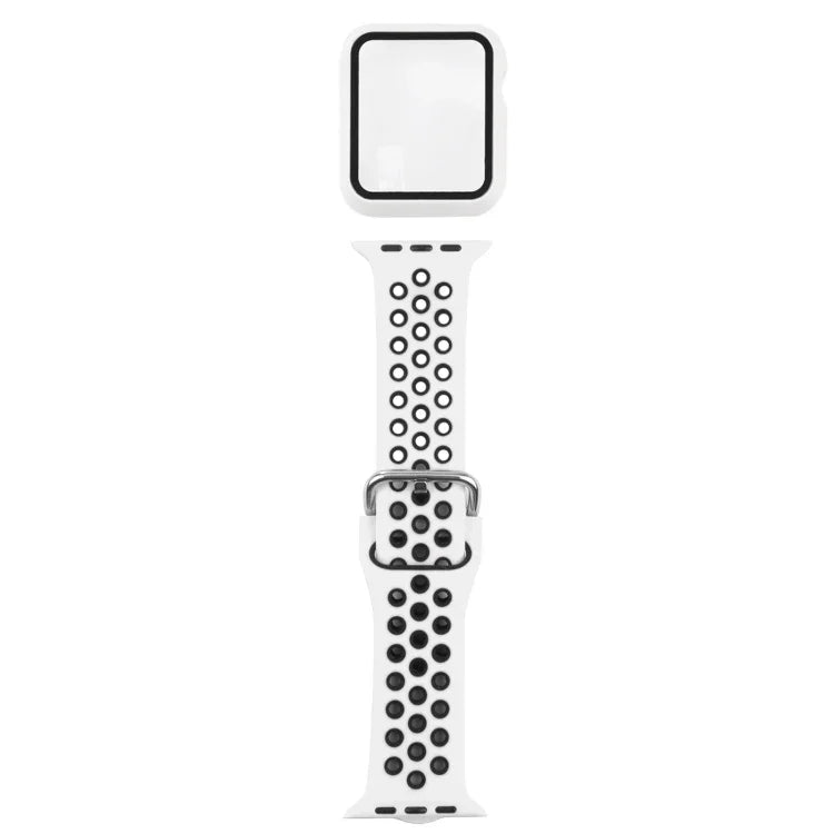 Silicone Replacement Strap Watchband + Protective Case with Screen Protector Set For Apple Watch Series, 3 & 2 & 1 42mm, For Apple Watch Series 6 / 5 / 4 / Watch SE 44mm