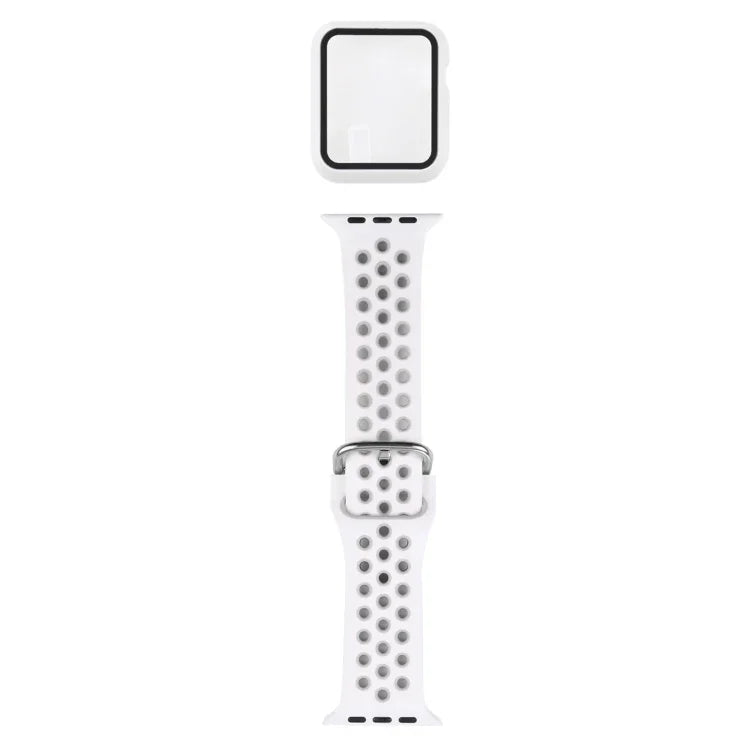 Silicone Replacement Strap Watchband + Protective Case with Screen Protector Set For Apple Watch Series, 3 & 2 & 1 42mm, For Apple Watch Series 6 / 5 / 4 / Watch SE 44mm