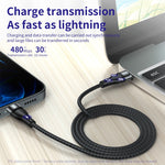 ADC-003 Type-C to 8 Pin PD Fast Charging Weave Data Cable, 1m