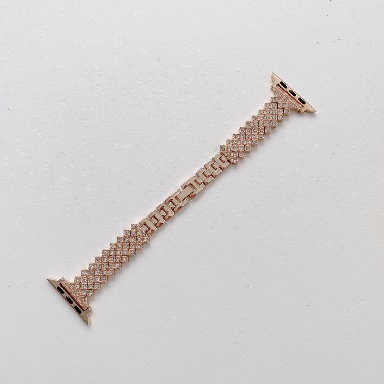 Rhombus Full Diamond Metal Replacement Wrist Strap Watchband + Case For Apple Watch Series, For Apple Watch Series 6 / 5 / 4 / Watch SE 40mm, For Apple Watch Series 6 / 5 / 4 / Watch SE 44mm, 3 & 2 & 1 42mm, 3 & 2 & 1 38mm