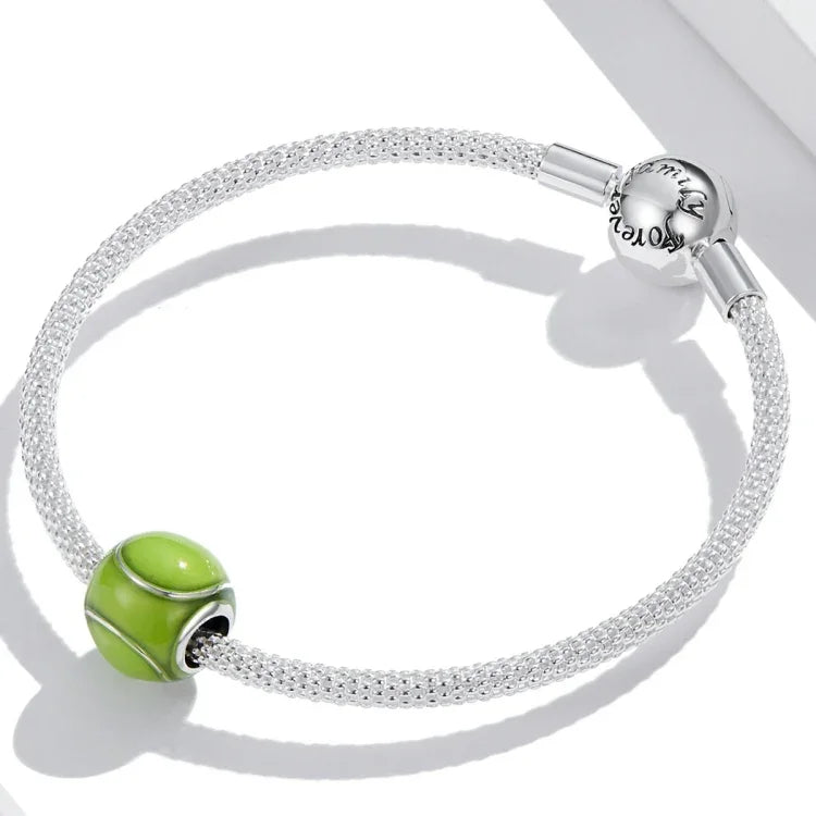 S925 Sterling Silver Green Tennis Beads DIY Bracelet Necklace Accessories, Green Tennis
