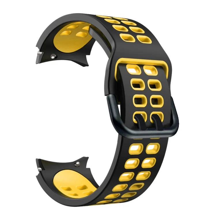 Double-row Hole Two-color Silicone Replacement Strap Watchband, For Samsung Galaxy Watch4 40mm / 44mm
