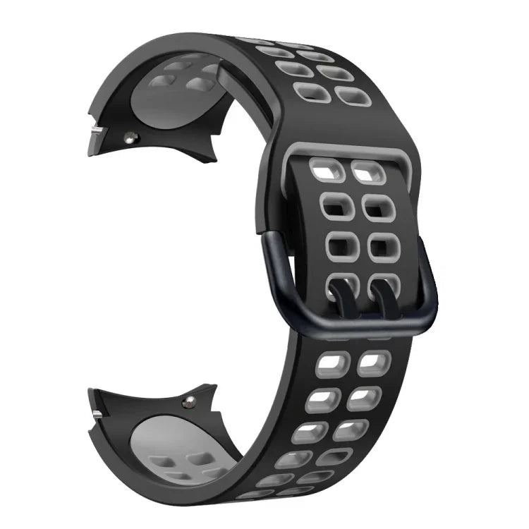 Double-row Hole Two-color Silicone Replacement Strap Watchband, For Samsung Galaxy Watch4 40mm / 44mm
