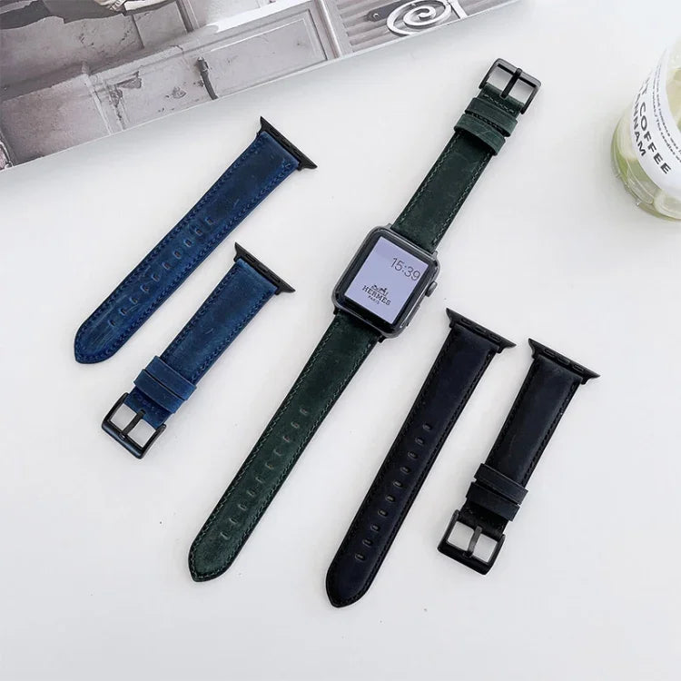 Crazy Horse Texture Matte Replacement Watchband For Apple Watch Series, 7 45mm / 6&SE&5&4 44mm / 3&2&1 42mm, 7 41mm / 6&SE&5&4 40mm / 3&2&1 38mm