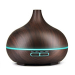400ml Wood Texture Fragrance Machine Pointed Mouth Humidifier with Colorful LED Light, without Remote Control, with Remote Control