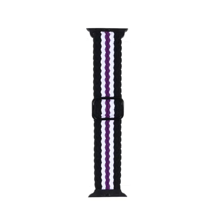 Adjustable Striped Woven Nylon Strap Watchband For Apple Watch Series, 7 41mm / 6&SE&5&4 40mm / 3&2&1 38mm, 7 45mm / 6&SE&5&4 44mm / 3&2&1 42mm