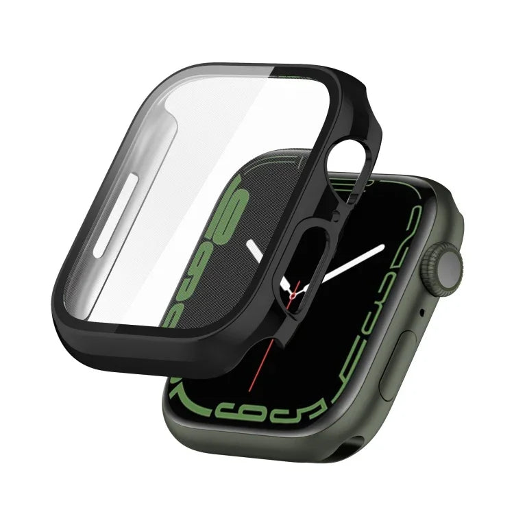 Electroplating Shockproof PC Protective Case with Tempered Glass Film, For Apple Watch Series 9 / 8 / 7 41mm, For Apple Watch Series 9 / 8 / 7 45mm