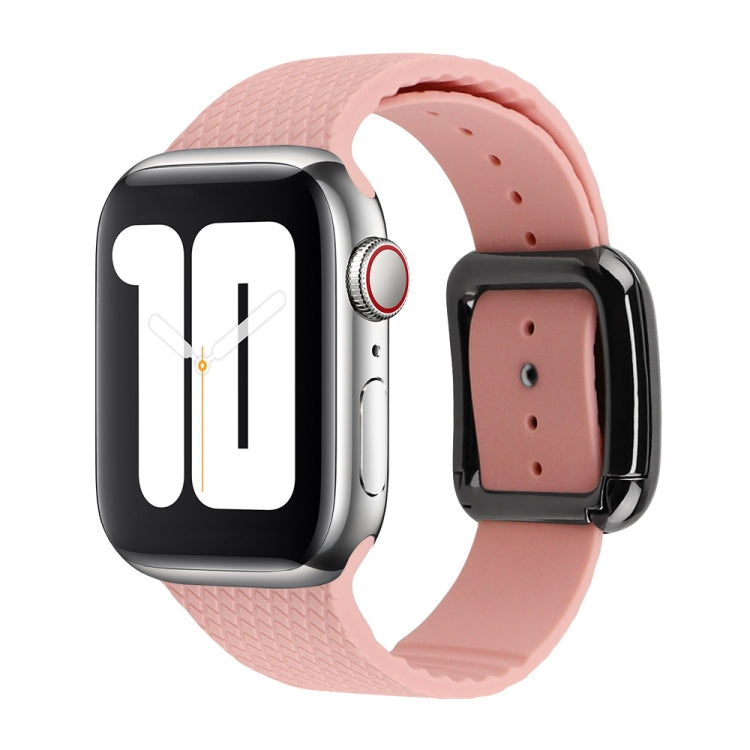 Black Buckle Silicone Watchband For Apple Watch Series, 7 41mm / 6&SE&5&4 40mm / 3&2&1 38mm