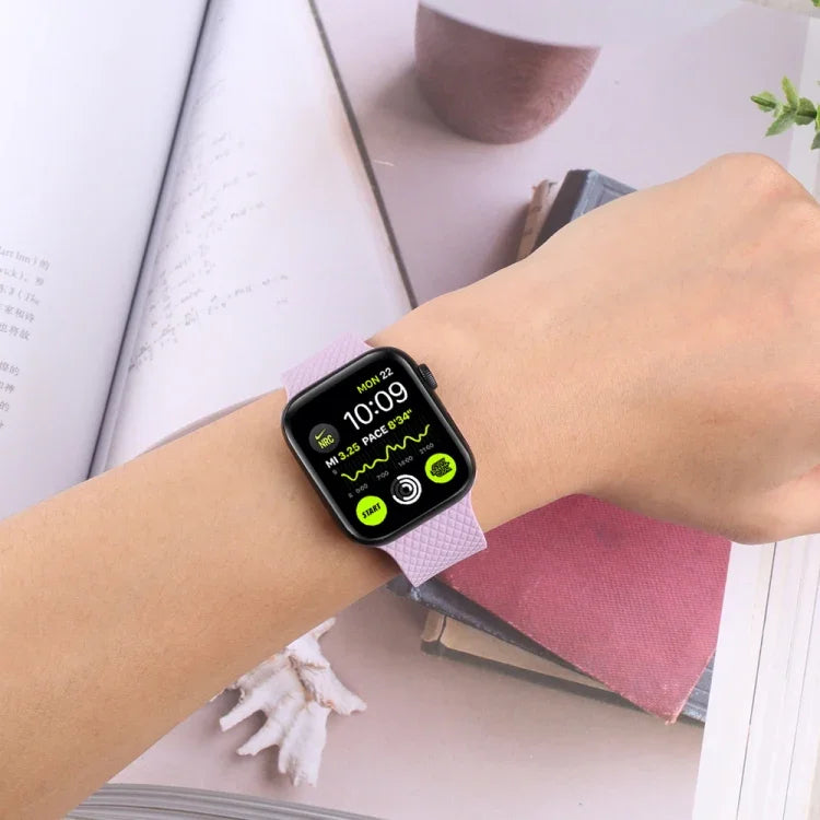 Black Buckle Silicone Watchband For Apple Watch Series, 7 45mm / 6&SE&5&4 44mm / 3&2&1 42mm