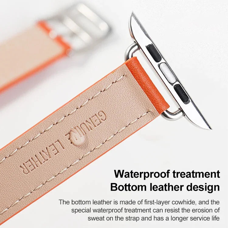 14mm Cowhide Leather Watchband For Apple Watch Series, 7 41mm/6&SE&5&4 40mm/3&2&1 38mm, 7 45mm/6&SE&5&4 44mm/3&2&1 42mm