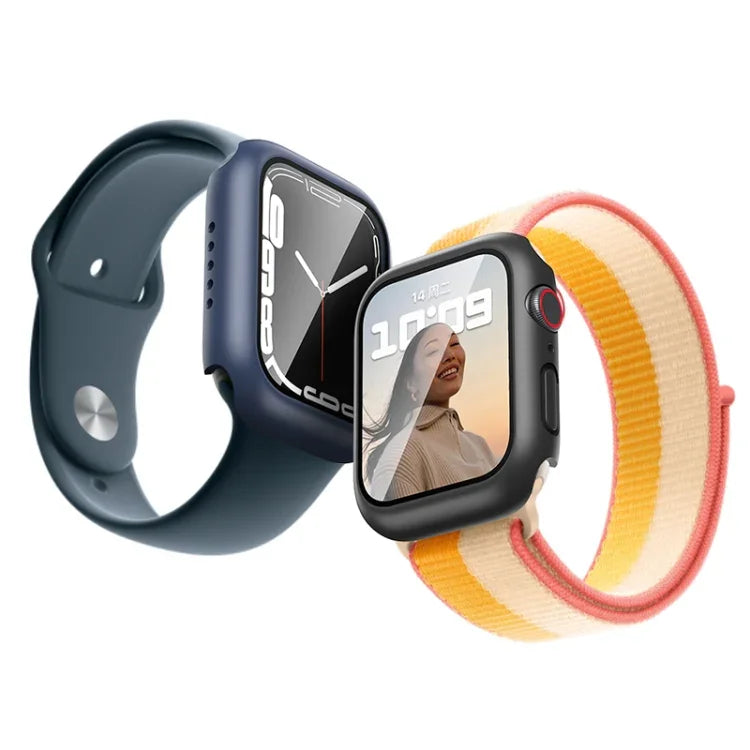 ROCK 2 in 1 PC Frame + Tempered Glass Protector Case, For Apple Watch Series 9 / 8 / 7 41mm, For Apple Watch Series 9 / 8 / 7 45mm