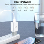 IVON AD-33 2 in 1 2.1A Single USB Port Travel Charger + 1m USB to 8 Pin Data Cable Set,, EU Plug, US Plug