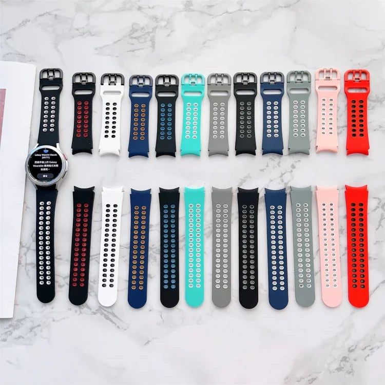 Double Buckles Two-color Silicone Watchband, For Samsung Galaxy Watch4 40mm, For Samsung Galaxy Watch4 44mm