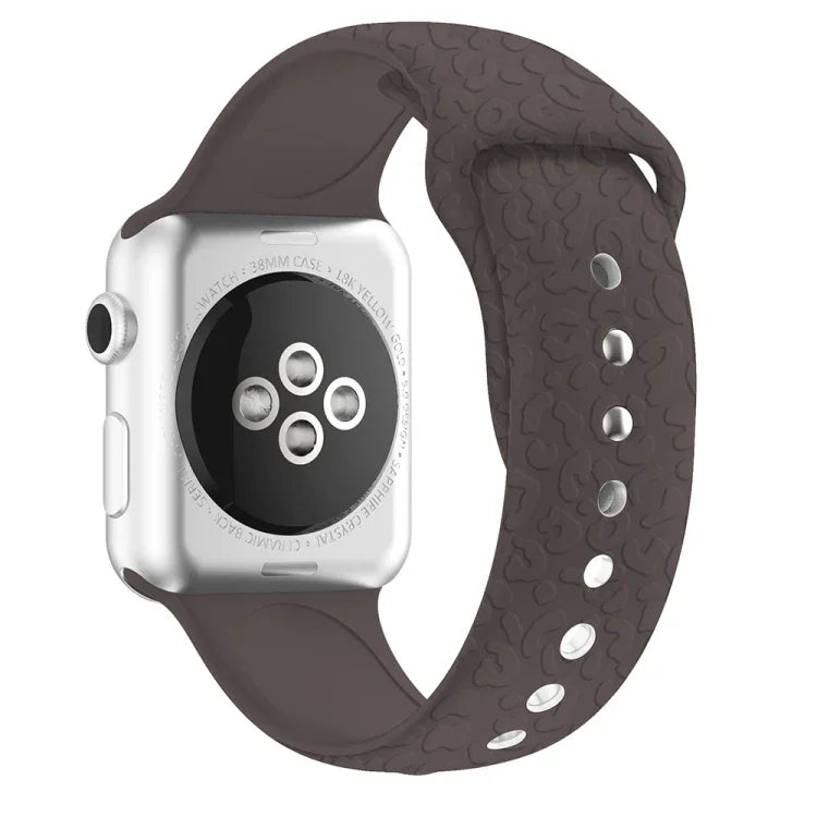 Leopard Embossing Silicone Watchband For Apple Watch Series, 7 41mm / 6&SE&5&4 40mm / 3&2&1 38mm, 7 45mm / 6&SE&5&4 44mm / 3&2&1 42mm