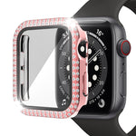 Double-Row Diamond PC+Tempered Glass Watch Case For Apple Watch Series, 3&2&1 38mm, 3&2&1 42mm