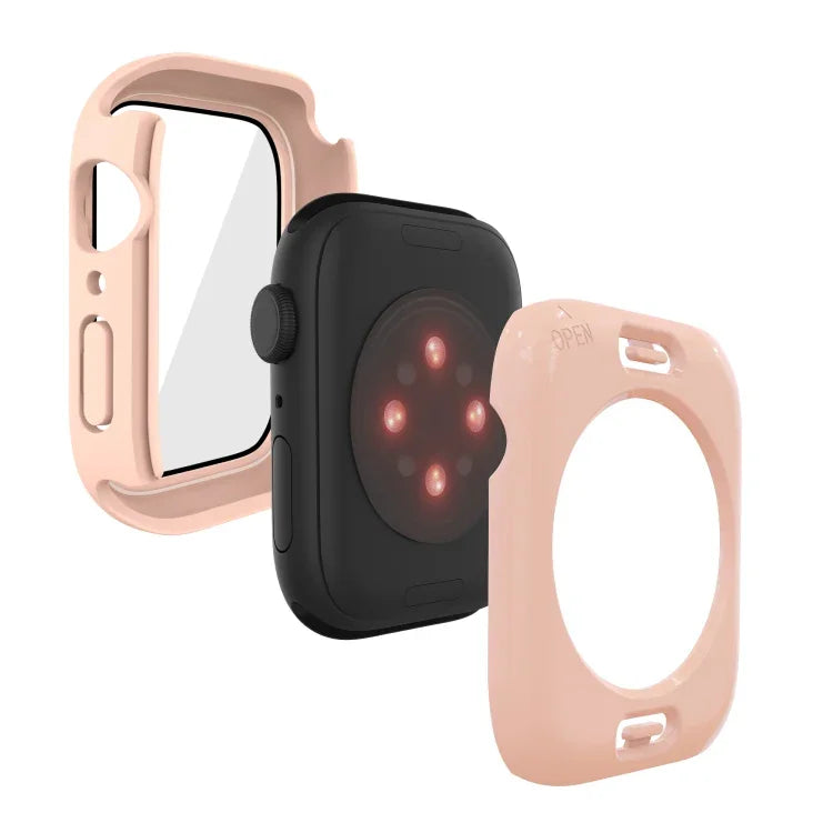 PC + Tempered Glass Film Waterproof Watch Case with Lower Cover For Apple Watch Series 9 / 8 / 7 45mm, 9 / 8 / 7 41mm, 9 / 8 / 7 45mm