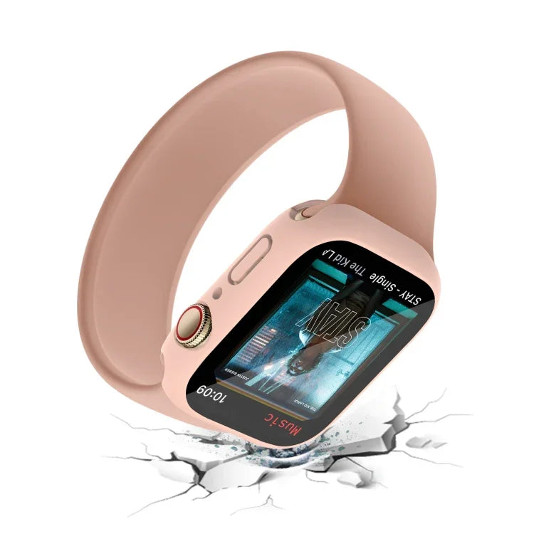PC + Tempered Glass Film Waterproof Watch Case with Lower Cover For Apple Watch Series 9 / 8 / 7 45mm, 9 / 8 / 7 41mm, 9 / 8 / 7 45mm