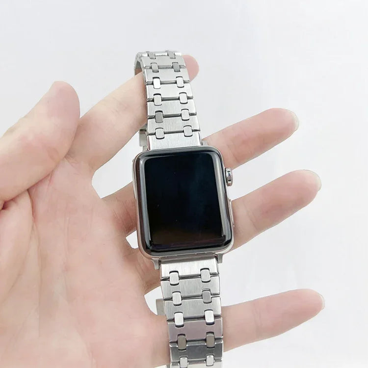 Oak Three Strains Metal Watchband For Apple Watch Series, 7 41mm / 6&SE&5&4 40mm / 3&2&1 38mm, 7 45mm / 6&SE&5&4 44mm / 3&2&1 42mm
