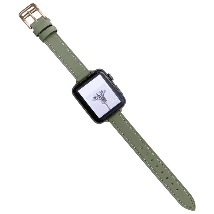 Plain Leather Watchband For Apple Watch Series, 7 41mm / 6&SE&5&4 40mm / 3&2&1 38mm, 7 45mm / 6&SE&5&4 44mm / 3&2&1 42mm