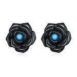 S925 Sterling Silver Black Rose Ear Stud Women Earrings, Black Rose