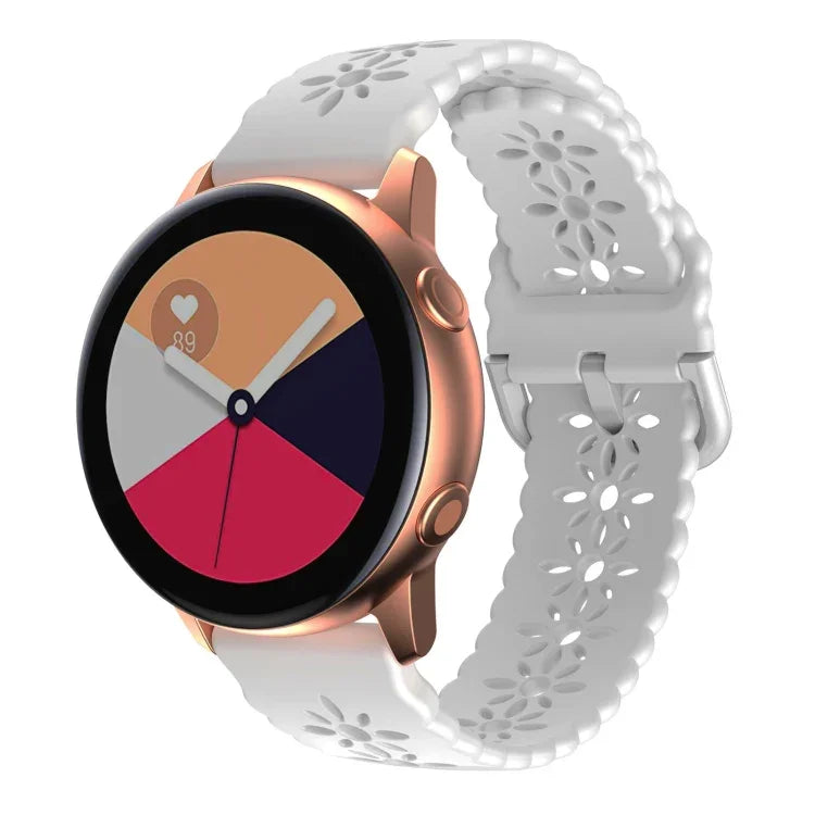 Plum Blossom Hollowed Silicone Watch Band, For Samsung Galaxy Watch4 40/44mm, For Samsung Galaxy Watch4 Classic 42/46mm