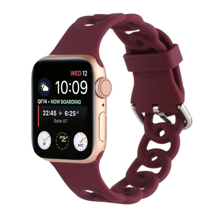 Hollow Silicone Watch Band For Apple Watch Series, 7 41mm / 6&SE&5&4 40mm / 3&2&1 38mm, 7 45mm / 6&SE&5&4 44mm / 3&2&1 42mm