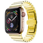 One-bead Steel Butterfly Buckle Watch Band For Apple Watch Series, For Apple Watch Ultra 49mm / Series 8&7 45mm, For Apple Watch Series 8&7 41mm, 7 41mm / 6&SE&5&4 40mm / 3&2&1 38mm, 7 45mm / 6&SE&5&4 44mm / 3&2&1 42mm