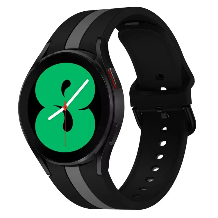 For Samsung Galaxy Watch4 40/44mm / Watch4 Classic 42/46mm Three Vertical Stripes Two-color Silicone Watch Band