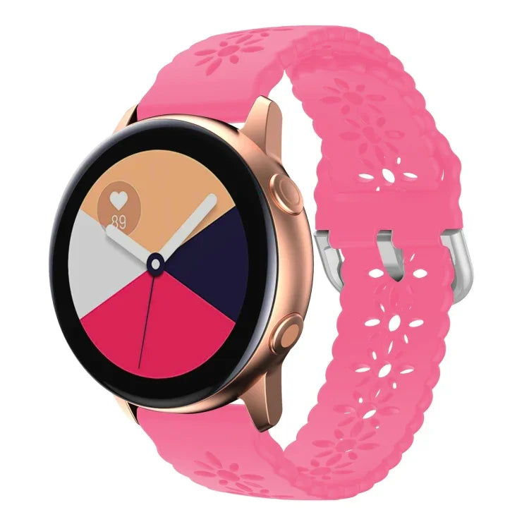 Plum Blossom Hollowed Silicone Watch Band, For Samsung Galaxy Watch4 20mm, For Huawei Watch GT 3 Pro 22mm