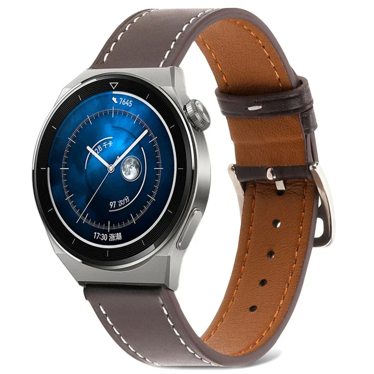 Plain Weave Genuine Leather Watch Band, For Samsung Galaxy Watch4 20mm, For Huawei Watch GT 3 Pro 22mm