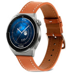 Plain Weave Genuine Leather Watch Band, For Samsung Galaxy Watch4 20mm, For Huawei Watch GT 3 Pro 22mm