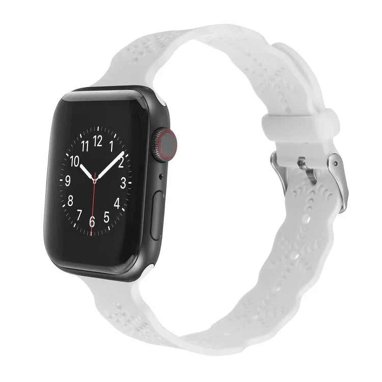 Snowflake Silicone Watch Band For Apple Watch Series, 7 41mm / 6&SE&5&4 40mm / 3&2&1 38mm, 7 45mm / 6&SE&5&4 44mm / 3&2&1 42mm