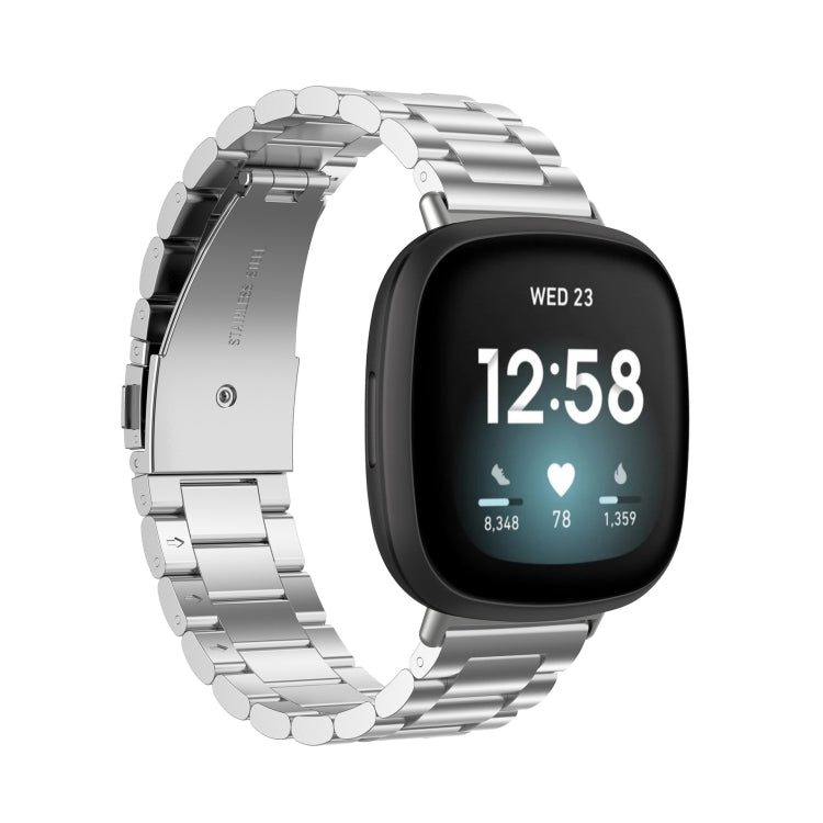 3 Beads Stainless Steel Watch Band, For Fitbit Versa 4/Sense 2/Versa 3/Sense, For Fitbit  Versa 4