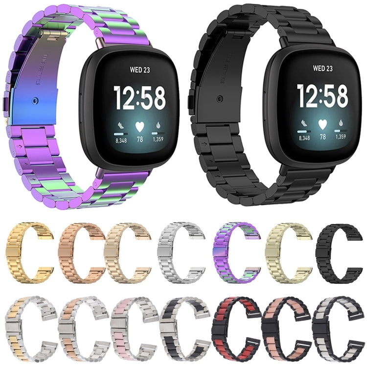 3 Beads Stainless Steel Watch Band, For Fitbit Versa 4/Sense 2/Versa 3/Sense, For Fitbit  Versa 4