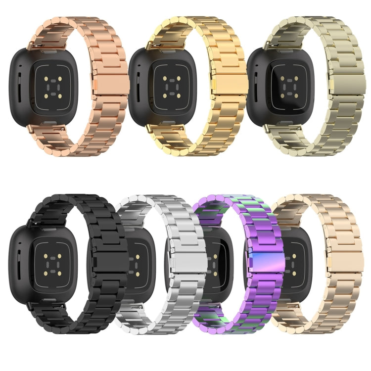 3 Beads Stainless Steel Watch Band, For Fitbit Versa 4/Sense 2/Versa 3/Sense, For Fitbit  Versa 4