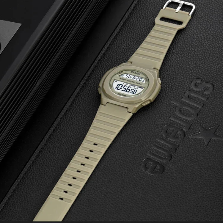SKMEI 1821 Stainless Steel Buckle Silicone Strap Electronic Watch