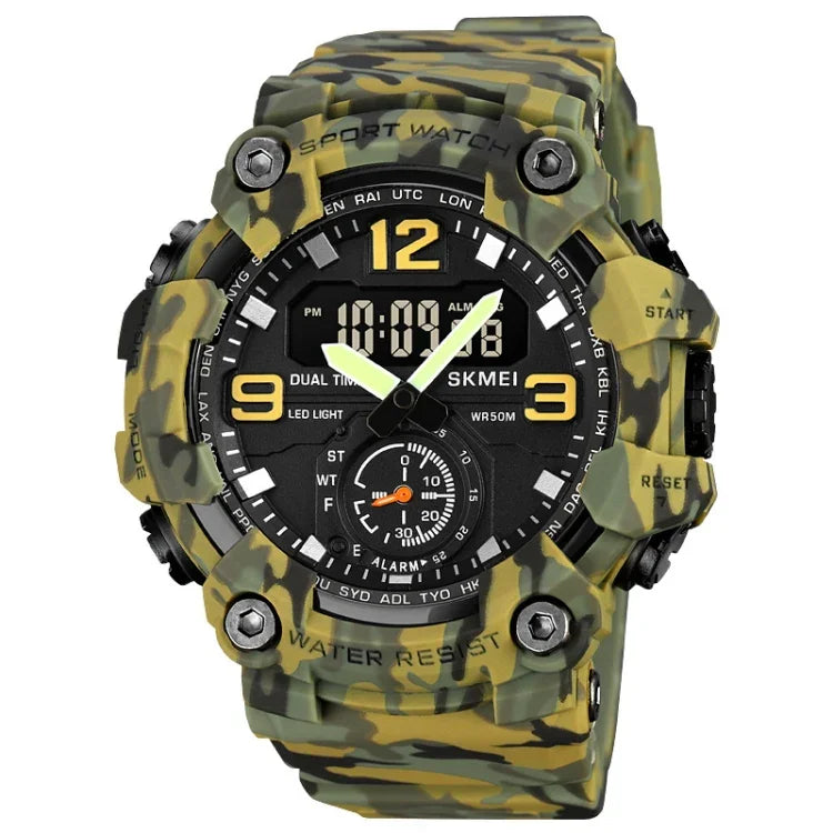 SKMEI 1965 Stainless Steel Buckle PU Strap Waterproof Electronic Watch