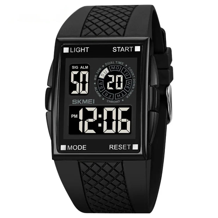 SKMEI 1967 Stainless Steel Buckle PU Strap Waterproof Electronic Watch