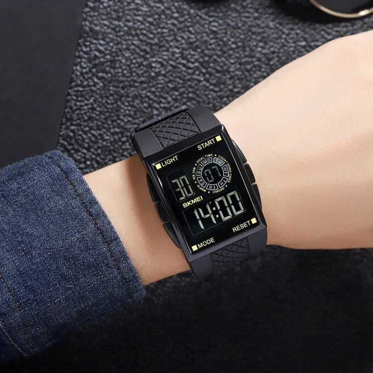 SKMEI 1967 Stainless Steel Buckle PU Strap Waterproof Electronic Watch