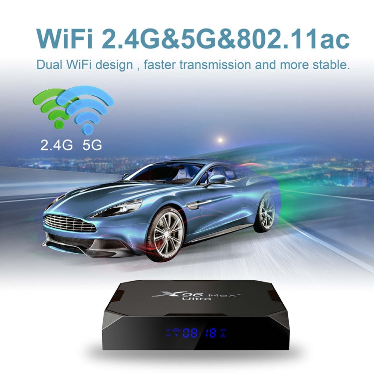 H96 Max+ Ultra 4GB+32GB Amlogic S905X4 8K Smart TV BOX Android 11.0 Media Player, 4GB+32GB, UK Plug, 4GB+32GB, US Plug, 4GB+32GB, EU Plug, 4GB+32GB, AU Plug