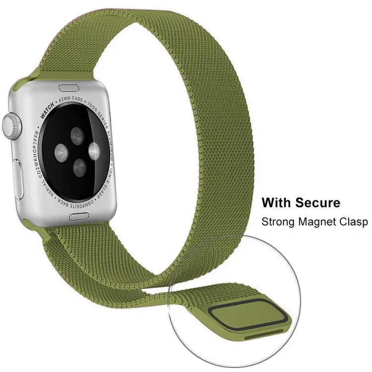 Milanese Stainless Steel Watch Band For Apple Watch Series, 7 45mm / 6&SE&5&4 44mm / 3&2&1 42mm, 7 41mm / 6&SE&5&4 40mm / 3&2&1 38mm